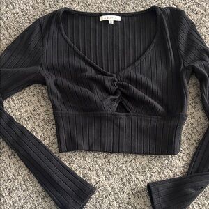 Z Supply Black Ribbed Crop Top